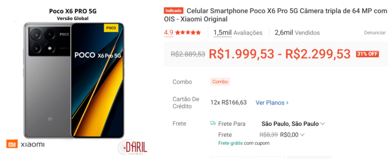Smartphone xiaomi Pocox6 pro 5g